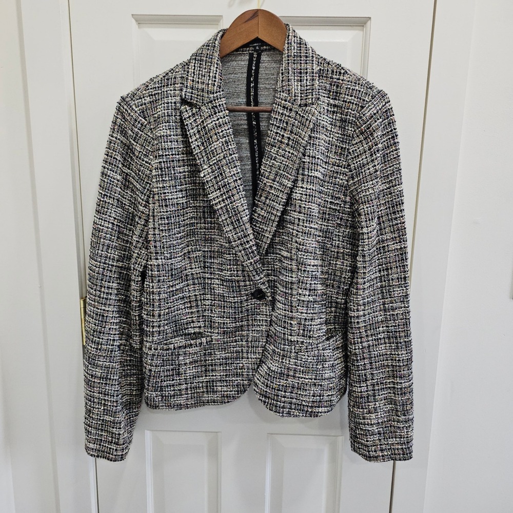 Amanda + Chelsea Womens XL Multi Color Tweed Single Button Blazer RN120580
